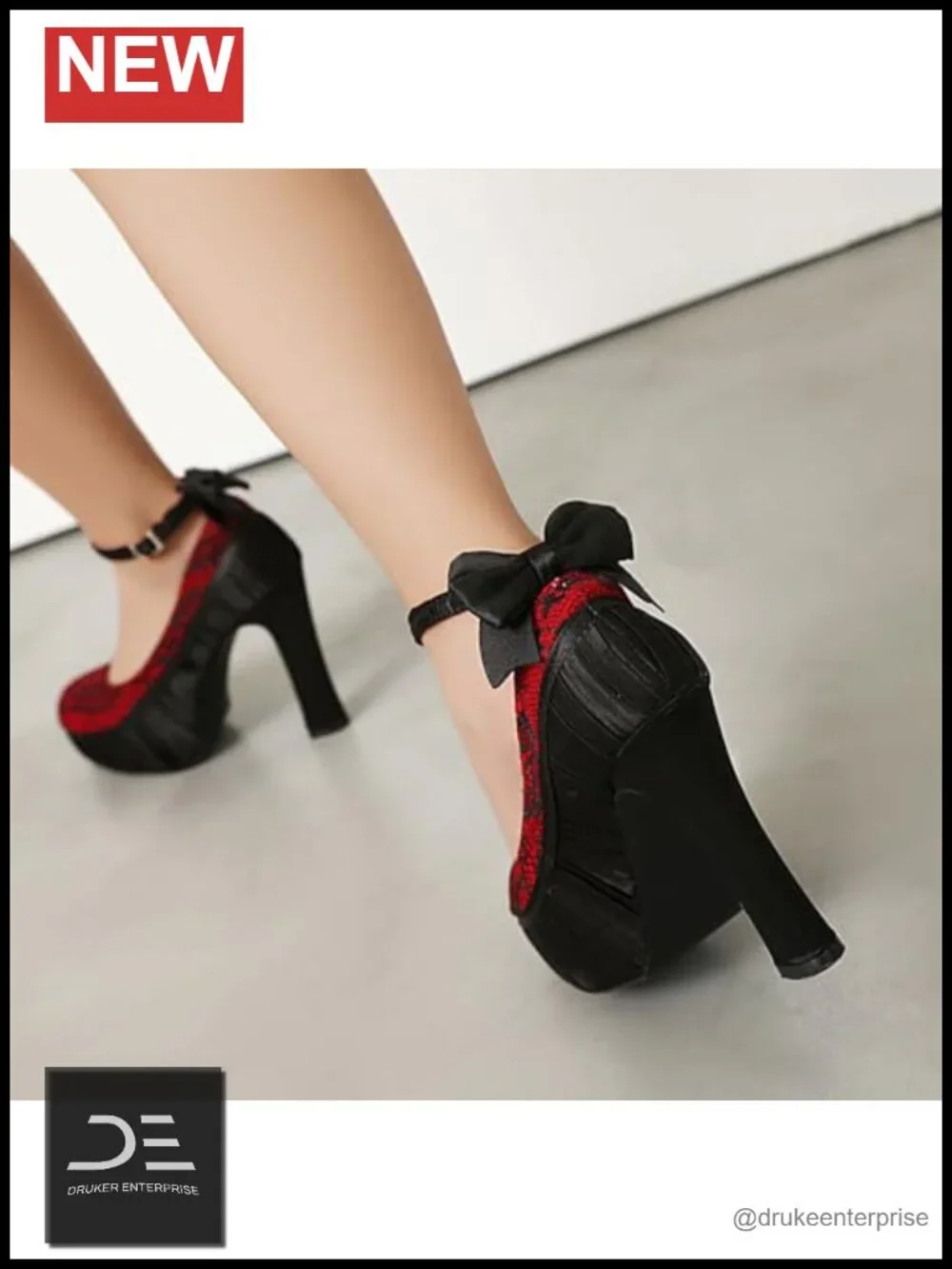 Gothic Mary Jane Platform Pumps Lace Flower High Heels Women's Punk Shoes